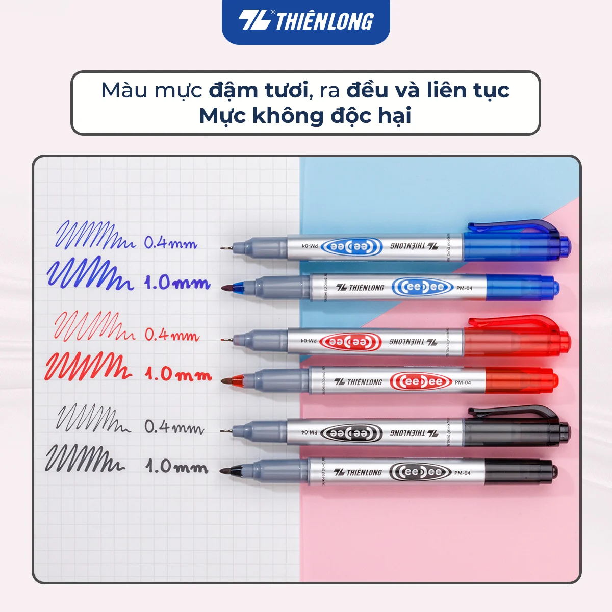 Bút lông dầu PM-04 đen hộp 10--3